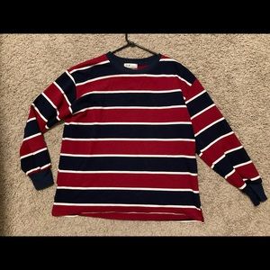 Blue and red striped oversized long sleeve shirt